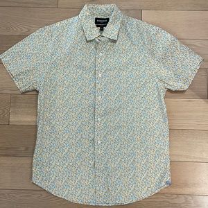 Bonobos Short Sleeve Shirt - Light Blue and Yellow flowers - Standard Fit - M
